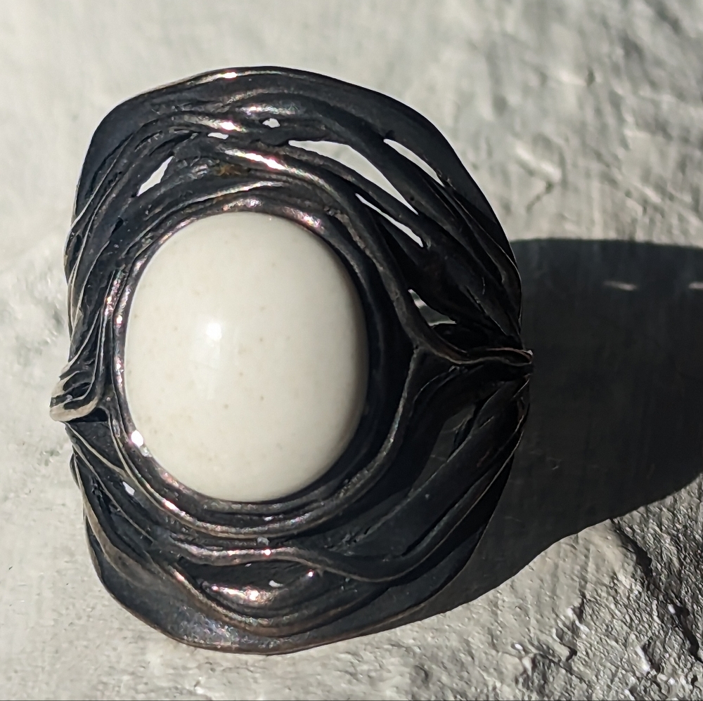 Sterling Silver Ring White Stone - image 6